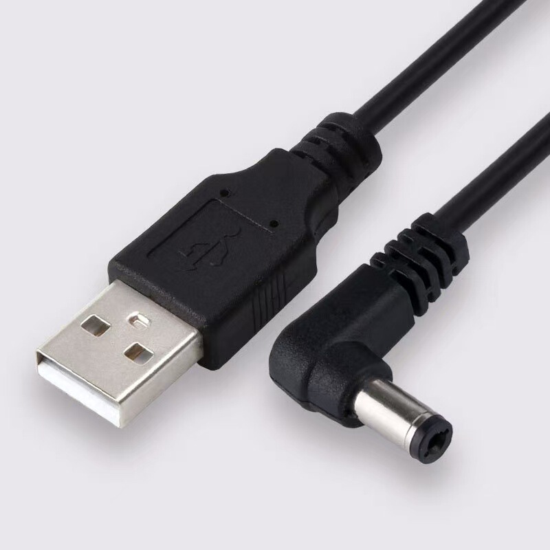 USB to 5521 Connector Large Round Mouth Dc Power Cable 5.5*2.5mm Angled Straight Plug Toy Charging Cable
