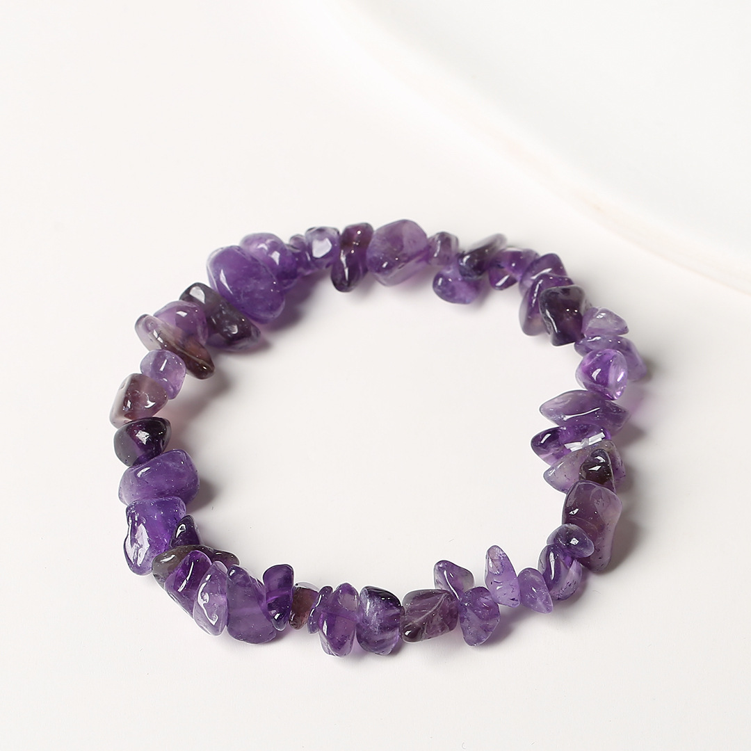 Pulsera de anillo único de piedra de cuartil natural irregular pulsera de cuerda elástica de piedra original estilo fresco simple y versátil