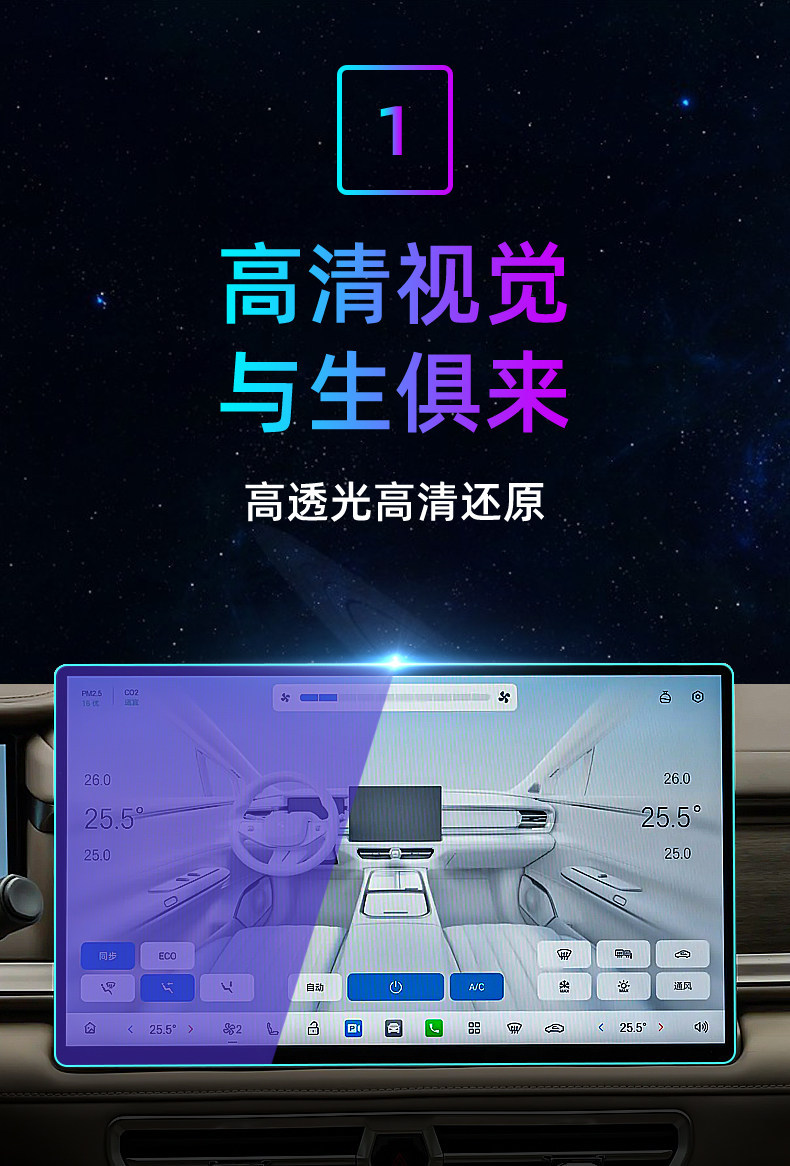 Suitable for GAC's 26 models of Hyper S600, central control tempered film, car navigation screen protector, display screen protective film