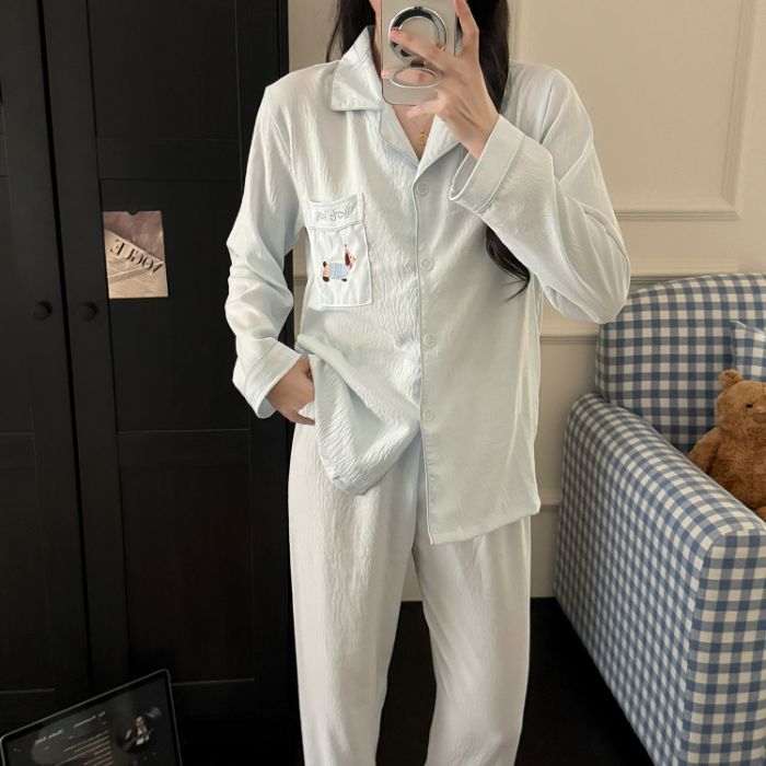 Al por mayor transfronterizo primavera y otoño nuevo pijama de mujer nubes de algodón pantalones de manga larga dulce dibujos animados se puede usar ropa de casa conjunto