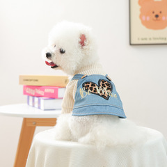 宠物衣服秋冬款小型犬幼犬快乐狗猫保暖舒适服饰豹纹心背带裙