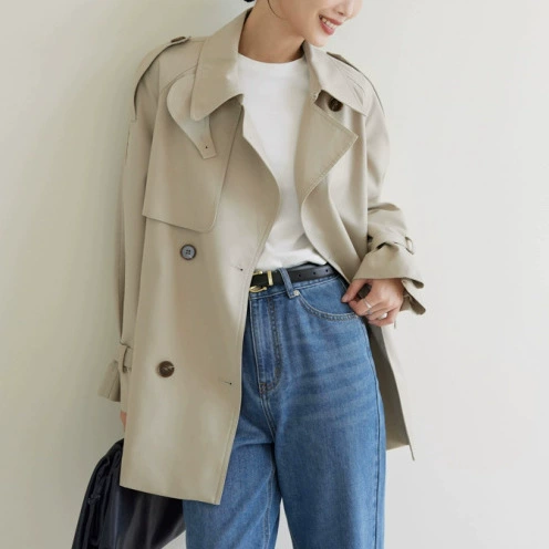 Осеннее trench coat, полуприлегающая демисезонная куртка, короткий пояс на весну, тренд сезона, для подростков, корейский стиль, свободный крой