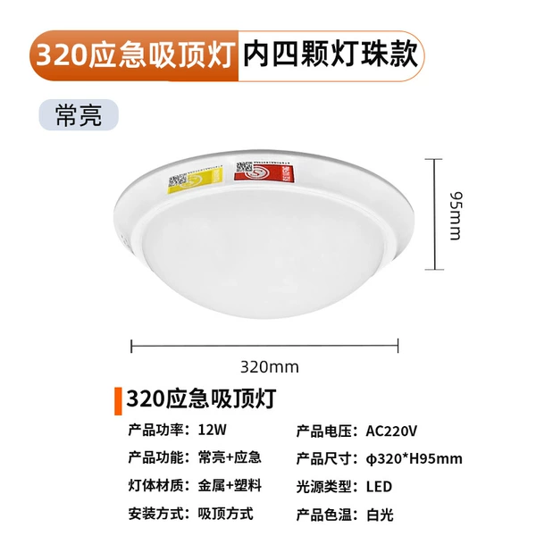 Four lamp beads in φ320 [12W always on + emergency]