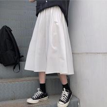 韩版宽松中长款半身裙工装裙女a字裙大码胖mm高腰百搭女学生裙子