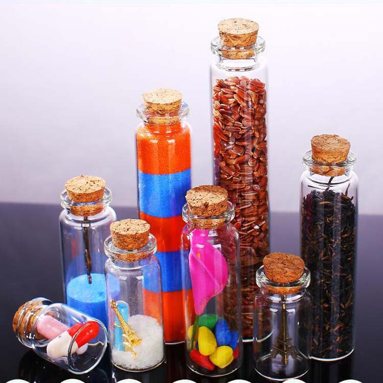 现货22直径透明玻璃瓶木塞管制瓶玻璃彩虹许愿漂流瓶虫草胶囊小瓶
