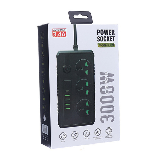 Smart USB multi-port plug with switch 13A UK standard extension cord multi-position household wholesale German European standard power strip