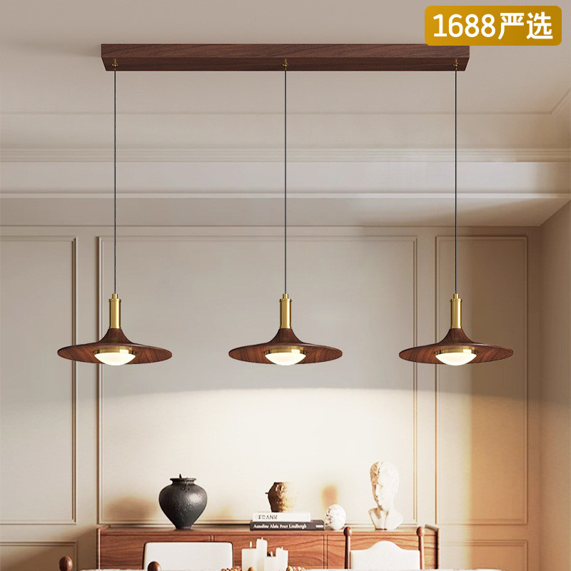 [Estrictamente seleccionado] Araña de estilo antiguo 2025 nuevo candelabro de barra de tres cabezales de color nogal retro Lámparas Zhongshan