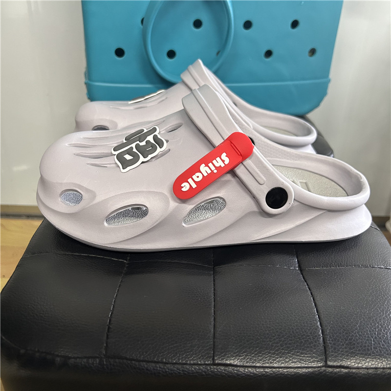 Croc Shoes Men's Summer Non-Slip Thick-Soled Dual-Purpose Toe-Toe Slippers Breathable Cut Out Casual Beach Sandals