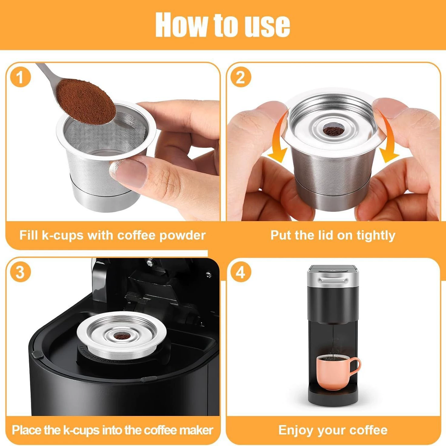 Coffee capsule stainless steel, multi-use coffee machine