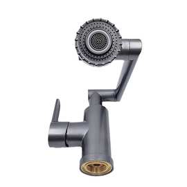 枪灰招财猫水龙头卫生间脸盆冷热水龙头电镀招财猫水龙头厂家直销