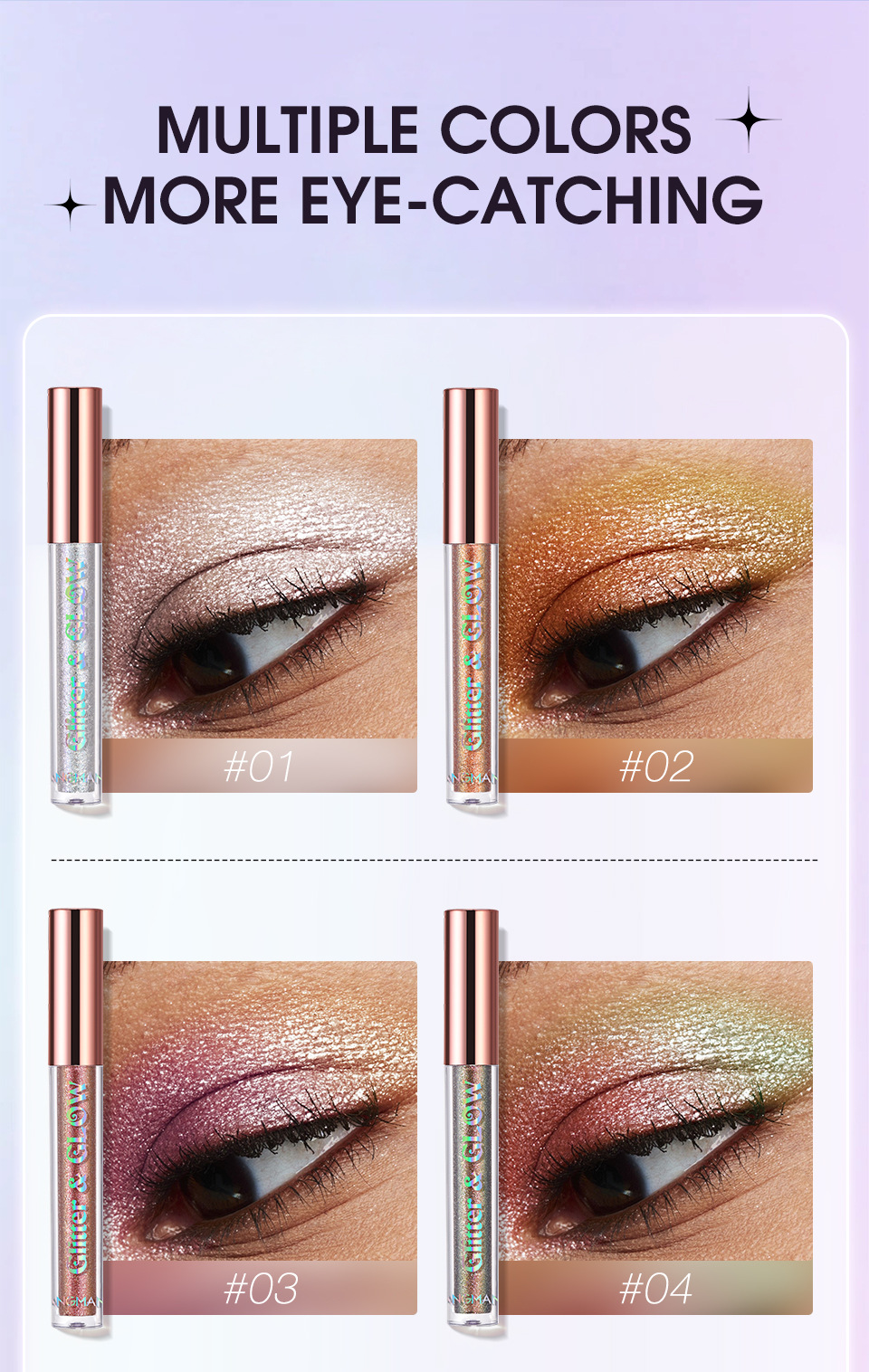Langmanni Diamond Sparkling Liquid Eyeshadow Ten-Color Set Psychedelic Pearl Eyeshadow Liquid Set Item Picture