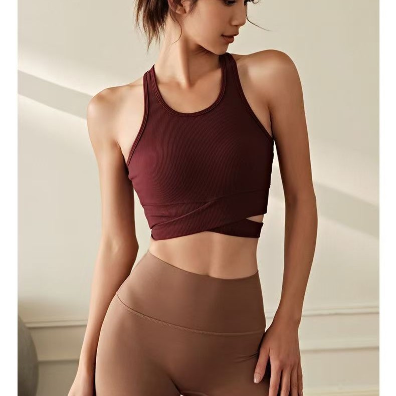 Chaleco de cabina de yoga para mujeres Casual Running Fitness de alta calidad Europa y América Deportes de belleza de espalda vestidos fuera de la almohadilla de pecho