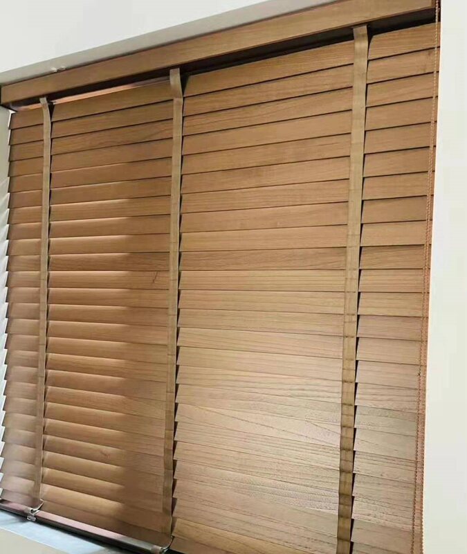 Solid Wood Blinds for Office, Living Room, Balcony, Study, Adjustable Electric Blackout Sunshade Japanese-Style Blinds