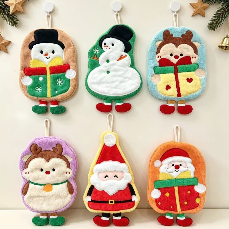 Christmas Cartoon Kitchen Hand Towel with Legs, Hanging Type, Cute, Thickened, Absorbent, Lint-Free, for Bathroom and Home Use Christmas Cartoon Kitchen Hand Towel with Legs, Hanging Type, Cute, Thickened, Absorbent, Lint-Free, for Bathroom and Home Use