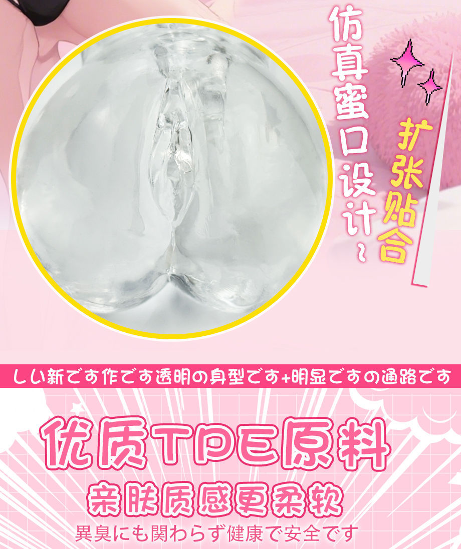 Transparent TPE Manual Masturbator Half-Body Sleeve with Realistic Inverted Mold Texture — detail image 10