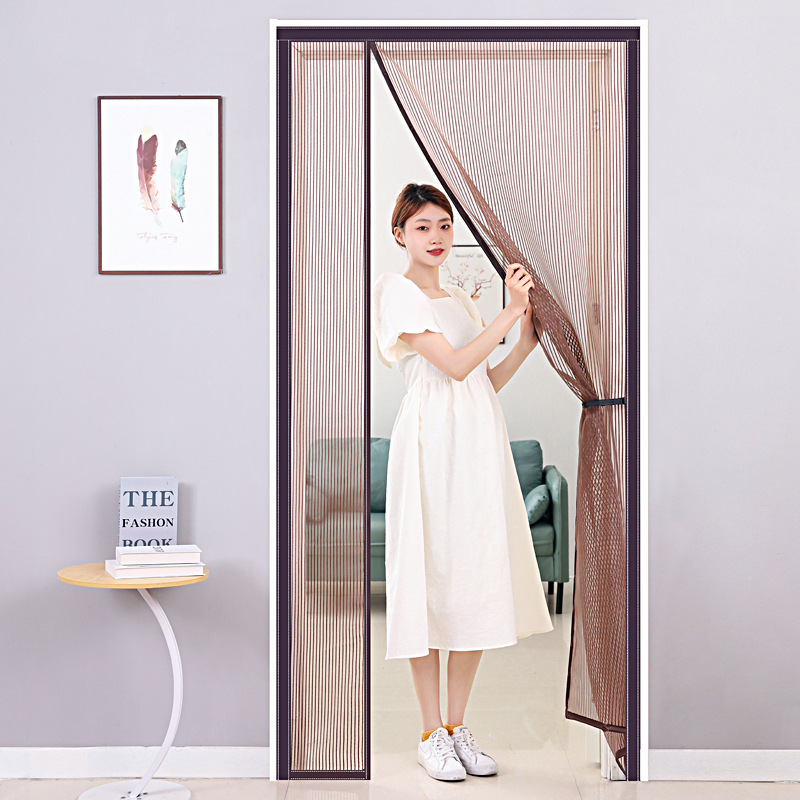 Summer Side-Opening Anti-Mosquito Door Curtain Without Punching Diamond Yarn Widened Velcro Home Bedroom Magnetic Self-Priming Door Curtain