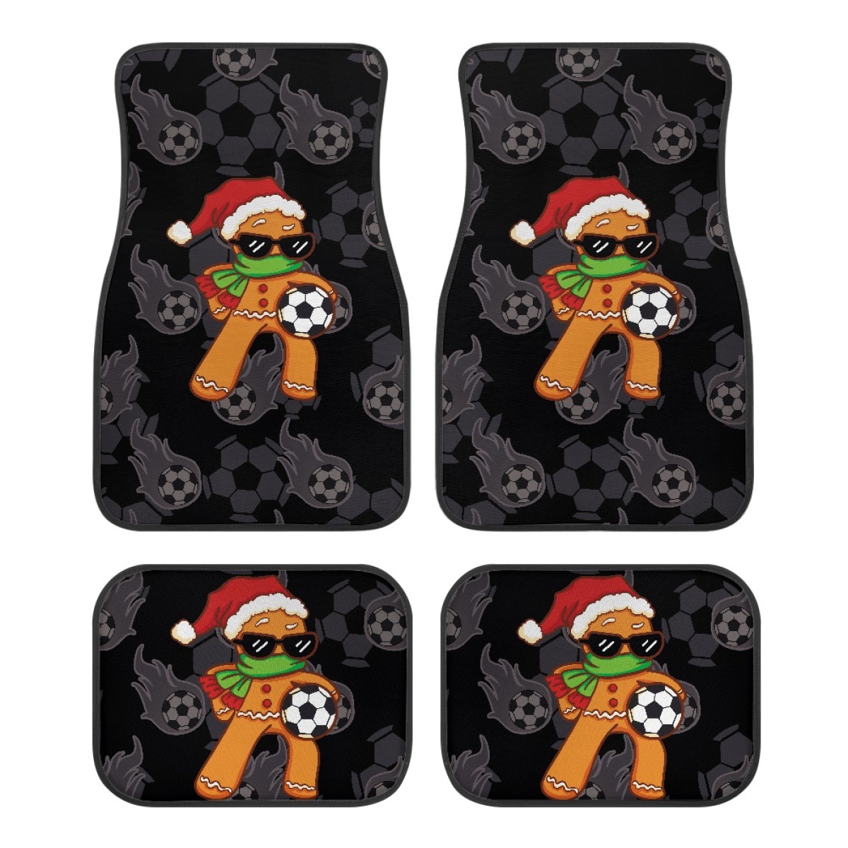 Cross-border car floor mats, 4-piece set, with Christmas-themed designs, custom-made with thick-knit fabric, for car interior decoration