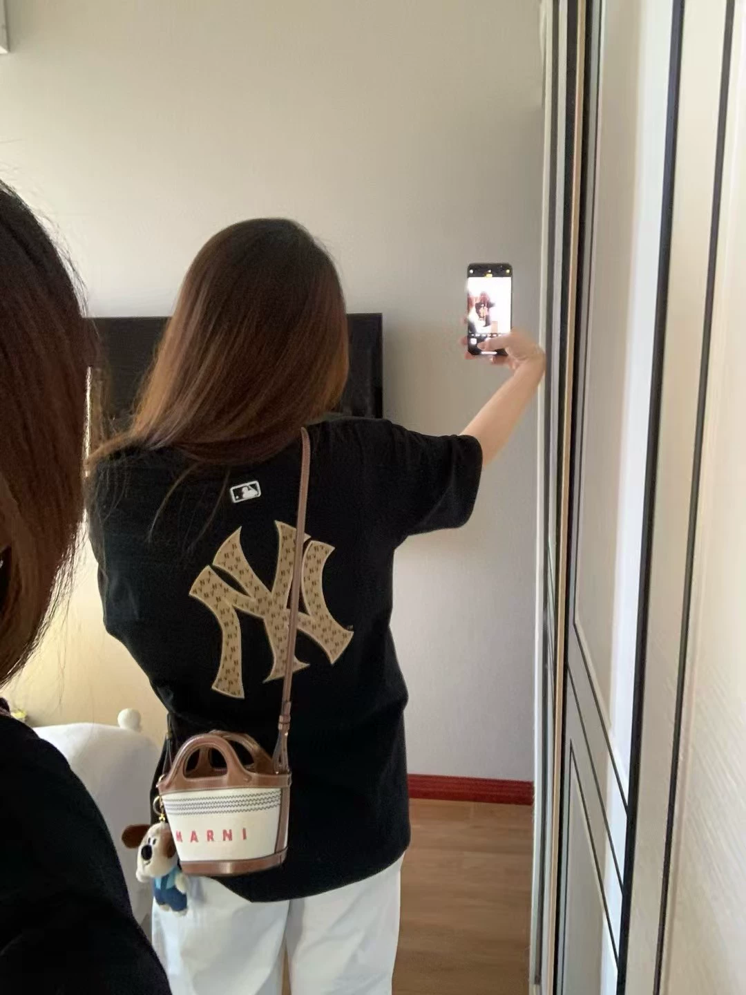 MLB, вышитая, спортивная летняя футболка, для любимой, с вышивкой, с коротким рукавом, новая коллекция