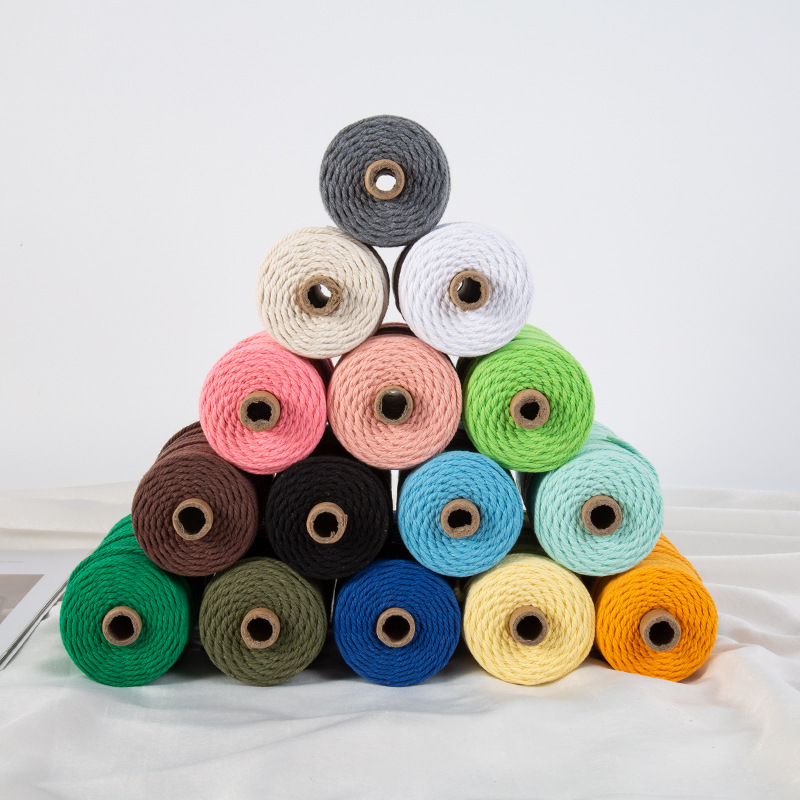 3mm colour Three shares Cotton rope diy manual weave Cotton cord weave Tapestries rope Tied rope Decorative rope