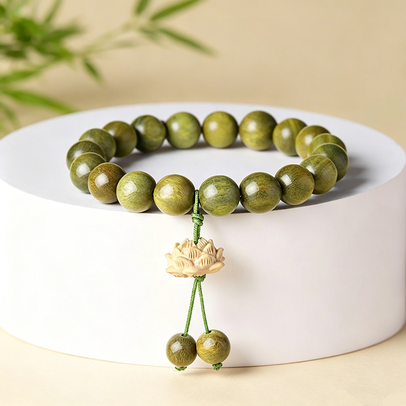Natural Green Sandalwood Bracelets for Women, Sandalwood Prayer Beads, Chinese Style New Chinese-Style Fortune Beads, Wholesale