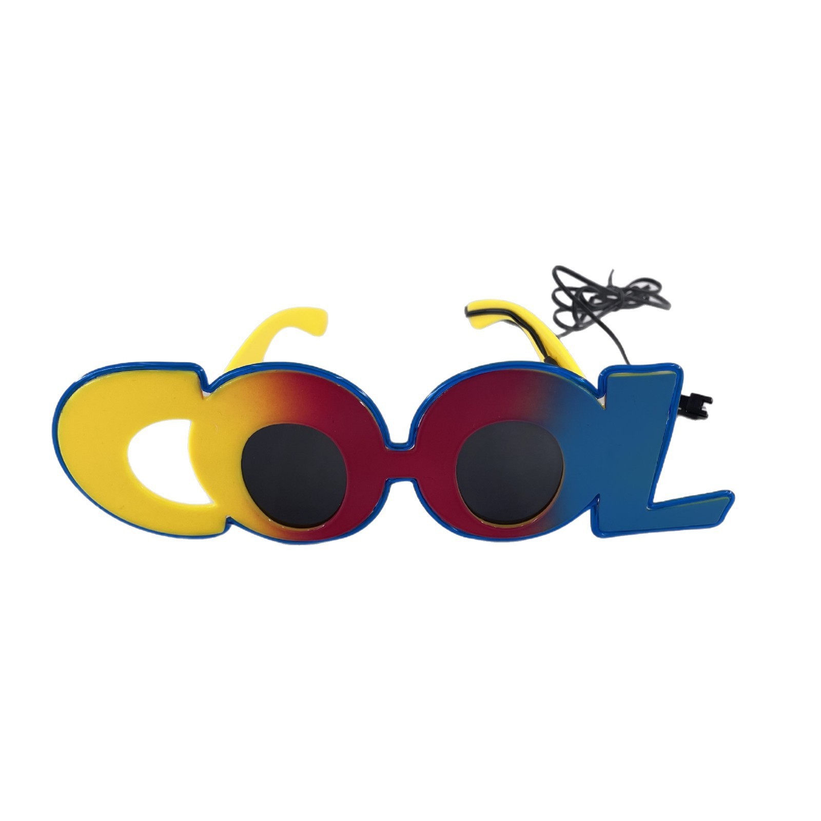 Gafas luminosas para fiestas en la playa, accesorios de modelado de fotos de cumpleaños de celebridades de Internet, gafas luminosas LED con letras COOL de colores