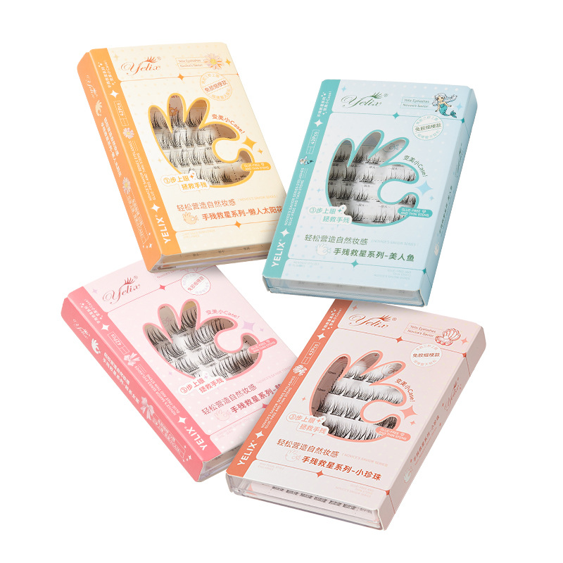 Fábrica de pestañas falsas autoadhesivas sin pegamento perezosas flores de sol natural madre pequeña perla coreana grupo de mujeres sirena al por mayor