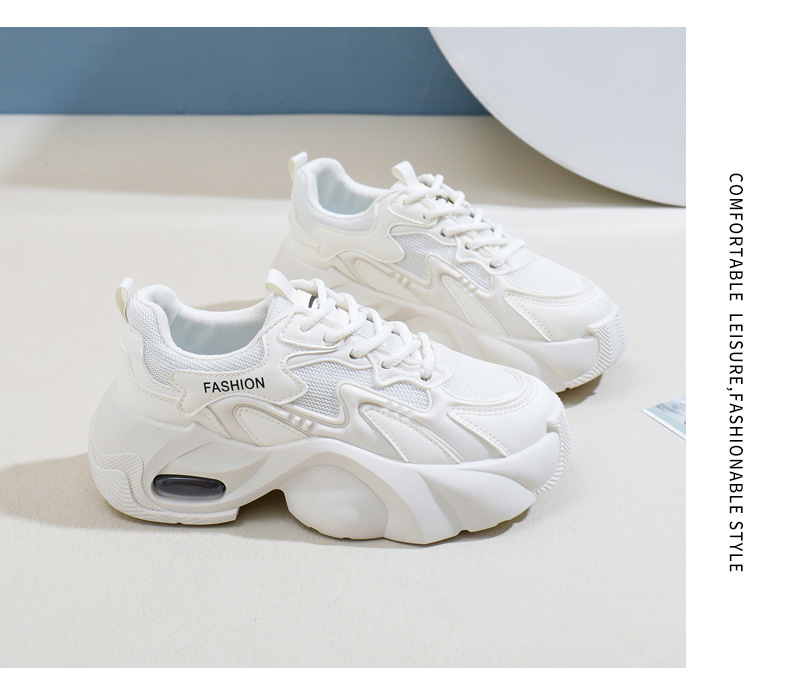 Ins coréen Net coupe basse papa chaussures femmes 2024 automne nouveau respirant étudiant sport hauteur augmenter loisirs YB2808_voghion.com