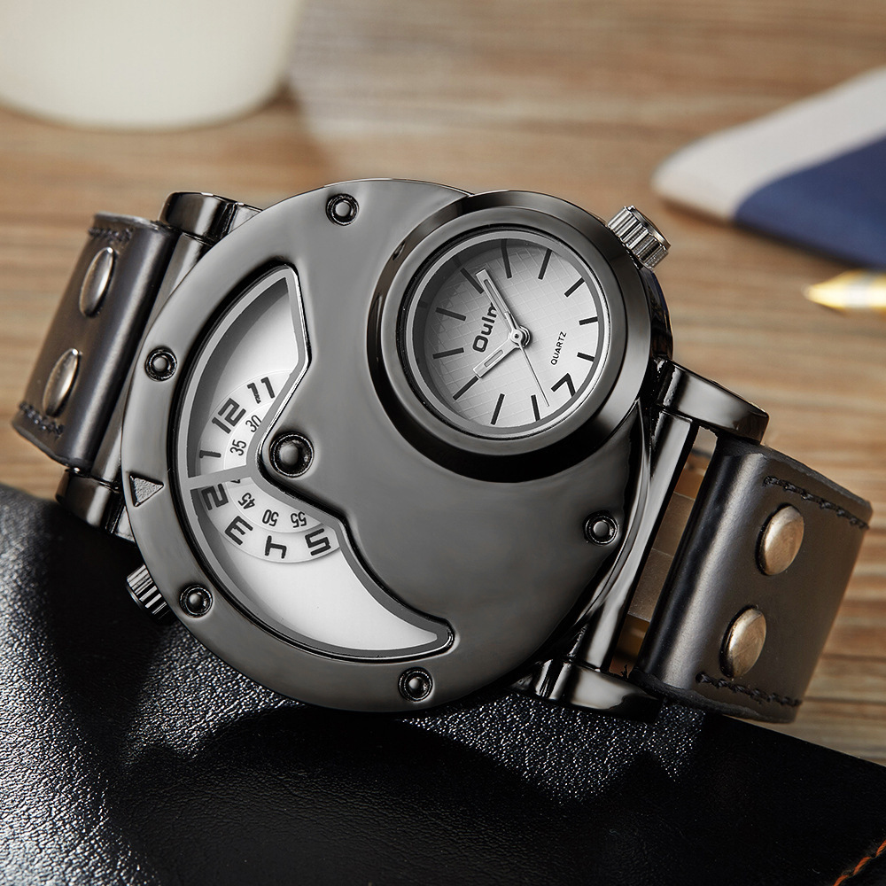 110g Weight Coated Glass Mirror Material Genuine Leather Strap Material Watch Classification Pointer Display Type Buckle Buckle Style Round Dial Shape Holiday, Street Occasion Electronic Movement Solid Color Pattern All Seasons Season Men's Gender Retro, Streetwear Style Retro Streetwear Solid Color Buckle Electronic Watch 7