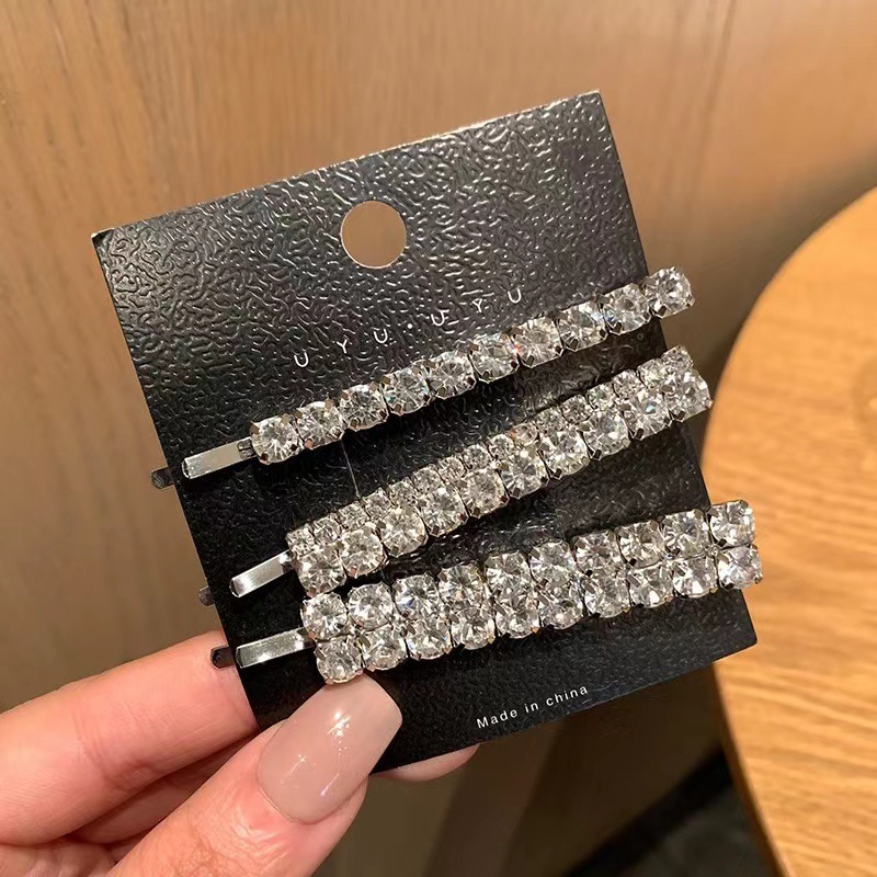 25g Weight Elegant Shiny Women's Geometric Rhinestone Iron Hair Clip