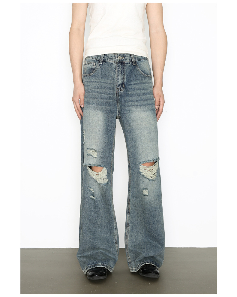 Vintage Washed Denim Jeans For Men Straight And Bootcut Fit_voghion.com
