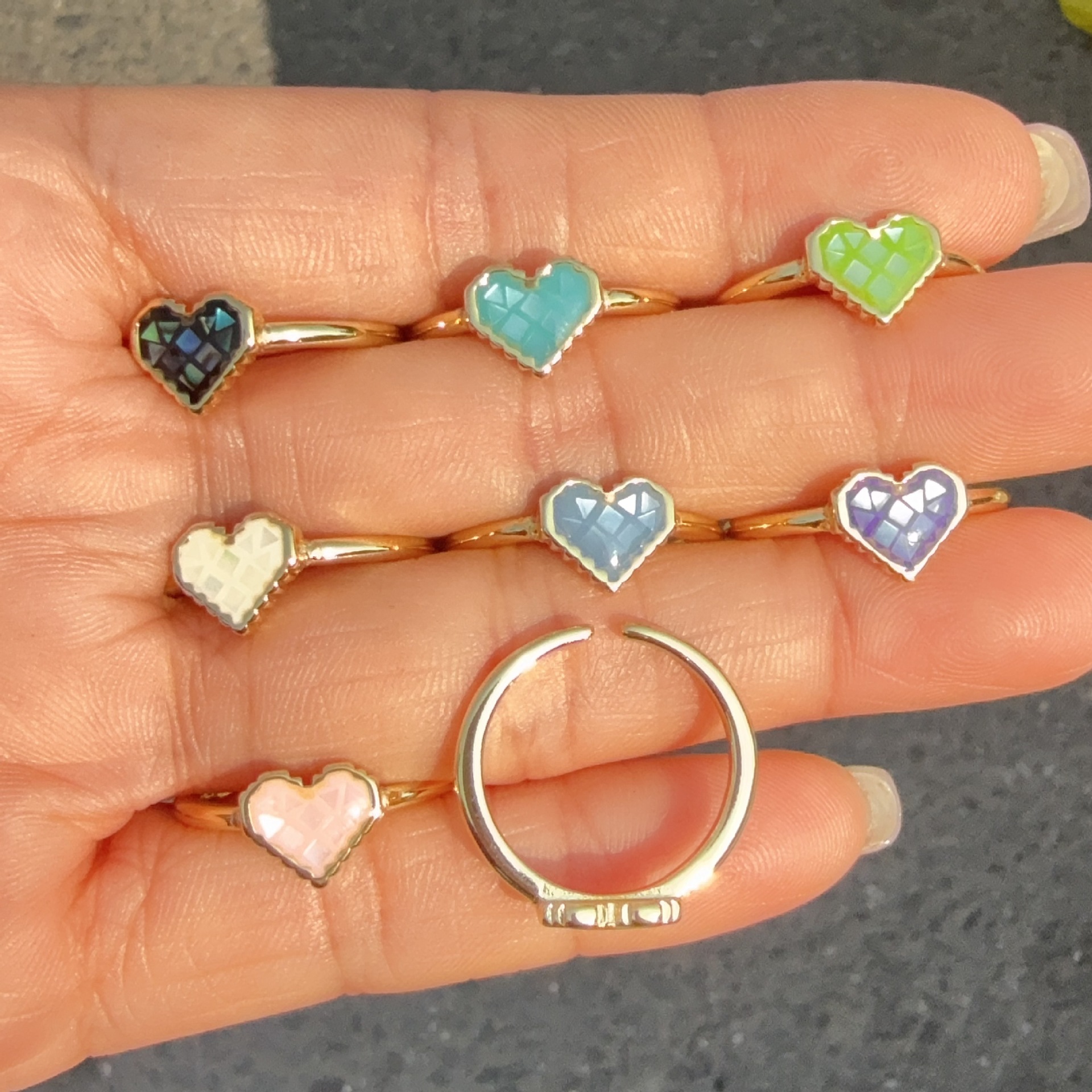 18K Gold Plated Plating Material Wholesale Jewelry Simple Style Classic Style Heart Shape Copper 18K Gold Plated Plating Open Rings