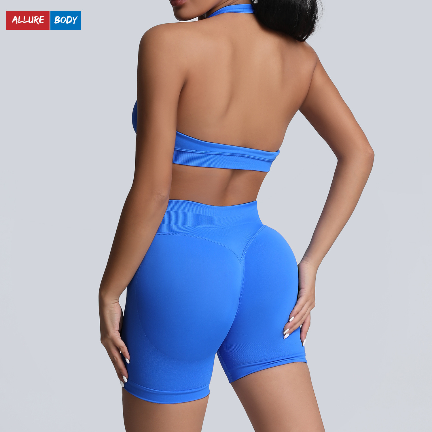 Europa y los Estados Unidos cuello colgante belleza de espalda ropa interior deportiva alta elástica matte nylon de espalda abierta gran chaqueta de yoga sujetador mujer