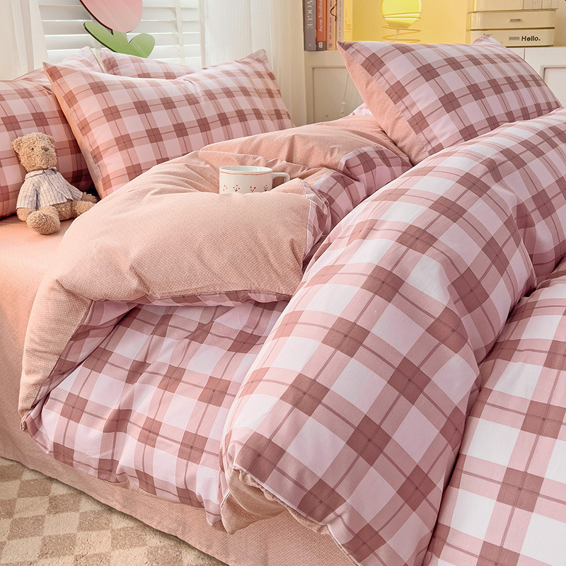 Ropa de cama de algodón americano de cuatro piezas Invierno 100 sábanas de algodón Funda de edredón Funda de edredón Juego de tres piezas 2025 Nuevo 4