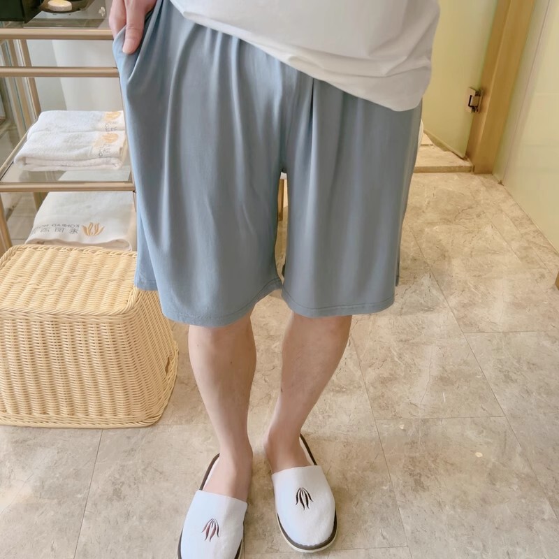 Pajamas modal cotton couple pajamas summer thin solid color plus size men's shorts home wear pants Pajamas modal cotton couple pajamas summer thin solid color plus size men's shorts home wear pants