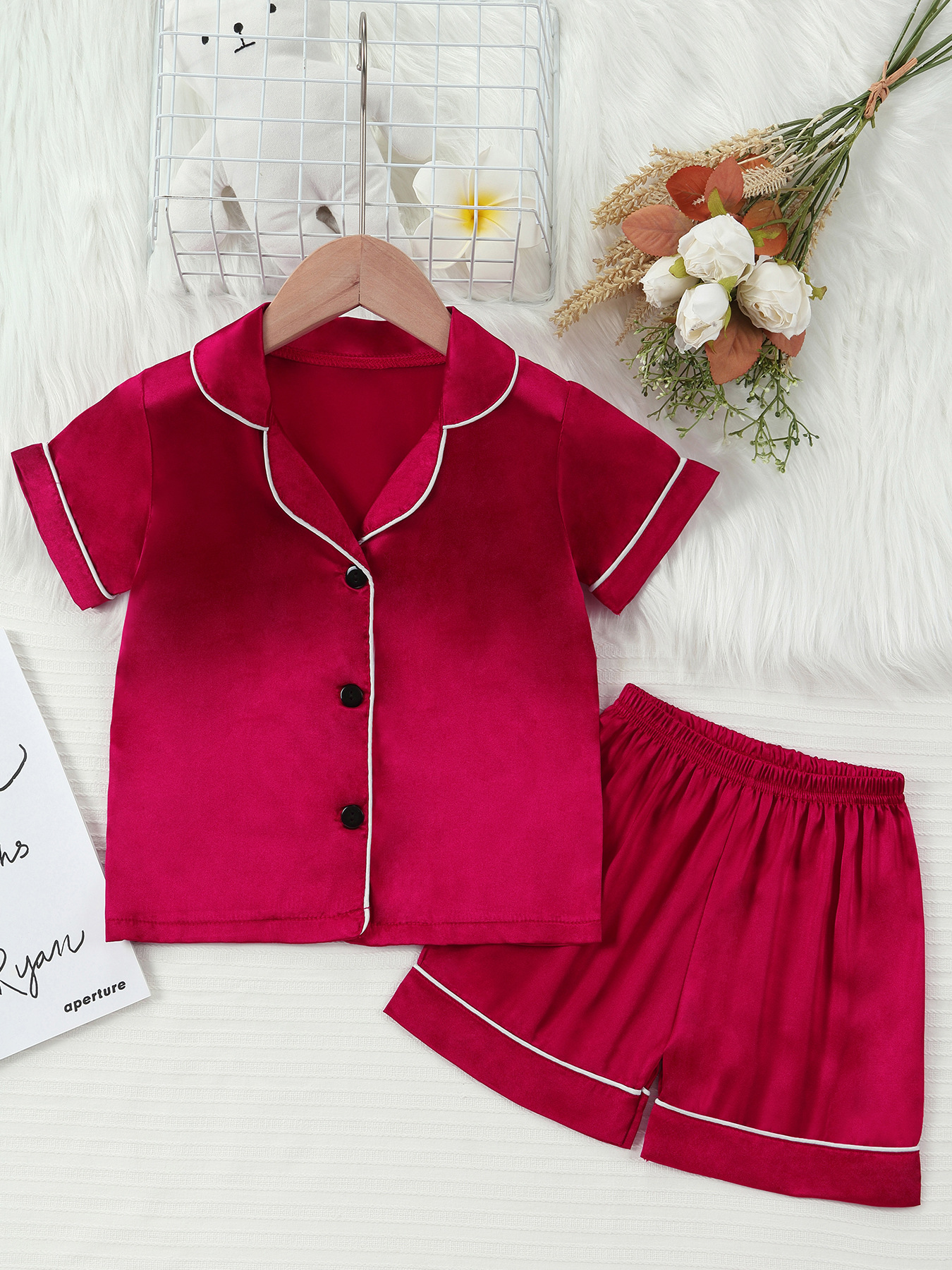 Barn pyjamas set med cartoon tryck kortärmad sommarkläder_voghion.com