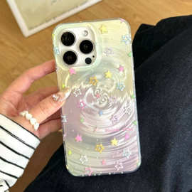 适用iPhone17ProMax 梦幻晕染漩涡彩色星星手机壳16苹果14/15大孔