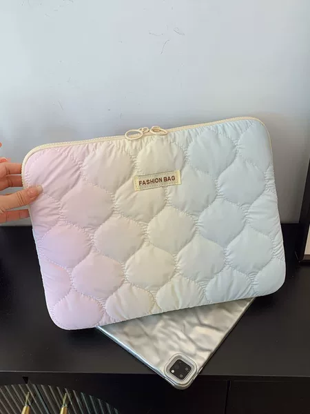 Gradient color cloud quilted flat inner case, shockproof and drop-resistant, zipper style, iPad storage bag, cute protective cover
