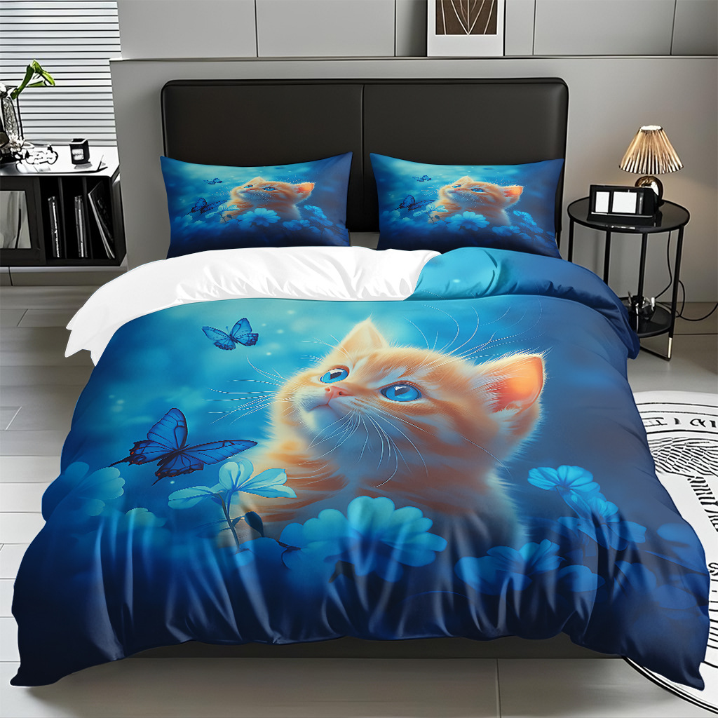 Kit de edredón de impresión digital para gatitos de piel directa a la fábrica puede llevar TEMU / JIT