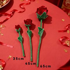 一路生花卡通仿真玫瑰花毛绒玩具结婚拍照可扎花束插花假花可弯折