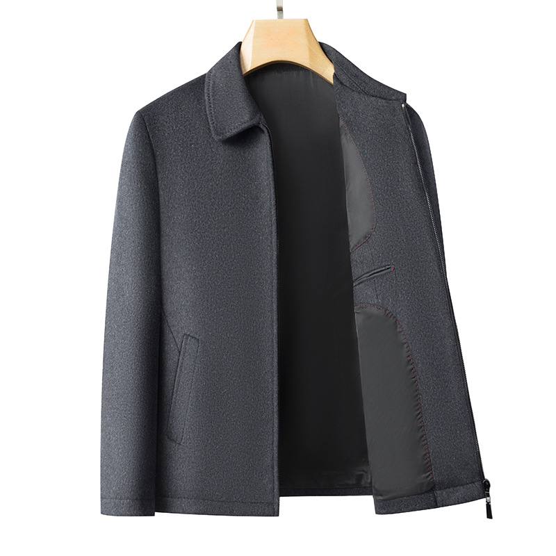 [-Plus Size] New Wool Jacket Men's Business Casual Lapel Middle-Aged Dad Jacket Short Style