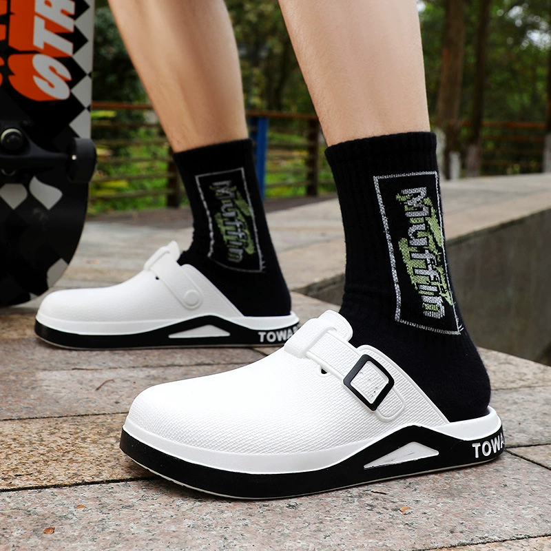 Мужская обувь Birkenstock для верхней одежды, модные, повседневные, универсальные, удобные, тапочки на мягкой подошве, нескользящие, водонепроницаемые, тапочки на половину упаковки.