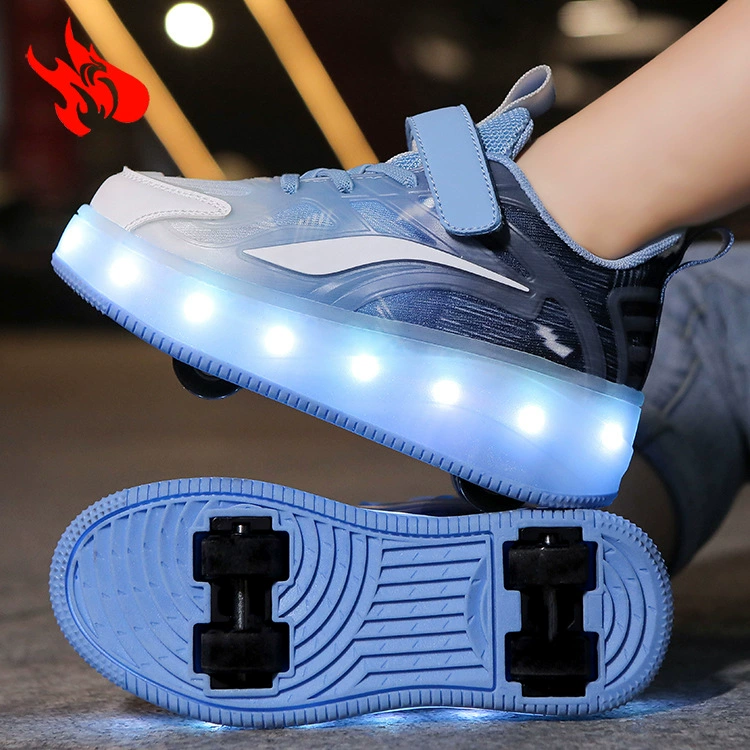 Детские Heelys с 4 колёсами и подсветкой, светящиеся роликовые кроссовки для мальчиков и девочек, размеры 28–40