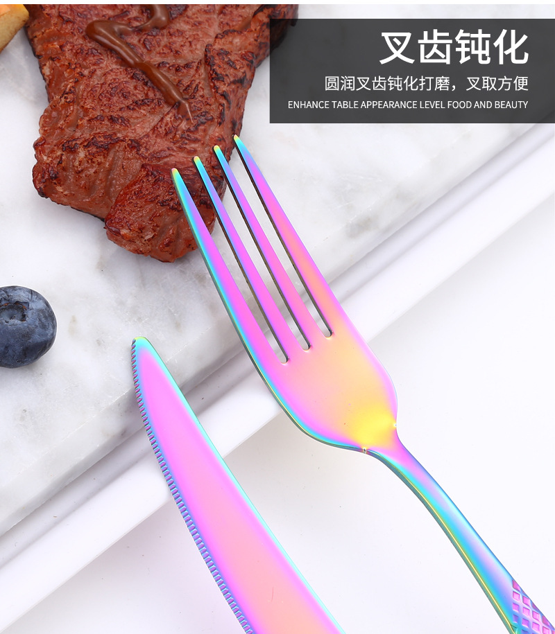 Procesamiento de muestras de acero inoxidable personalizado conjunto de cubiertos 1012 cinco piezas principales cuchillo de filete de comida occidental cuchara caja de regalo personalizada