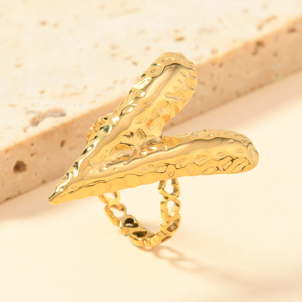 Joyas de acero inoxidable transfronterizas europeas y estadounidenses de moda personalidad puntuación de aceite hueco anillo de amor femenino exagerado anillo de personalidad image 2