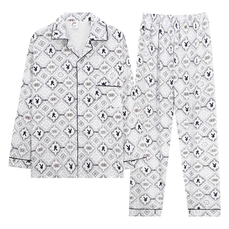 Pijamas de primavera y otoño de algodón de manga larga para hombres pijamas de otoño e invierno para hombres jóvenes de mediana edad delgada día de verano traje de uso doméstico