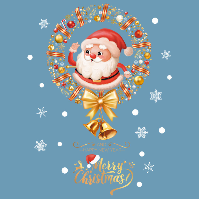 クリスマス装飾シールデパート配置ショーウインドーガラス貼り絵かわいいサンタクロース雪花樹静電気窓貼り|undefined