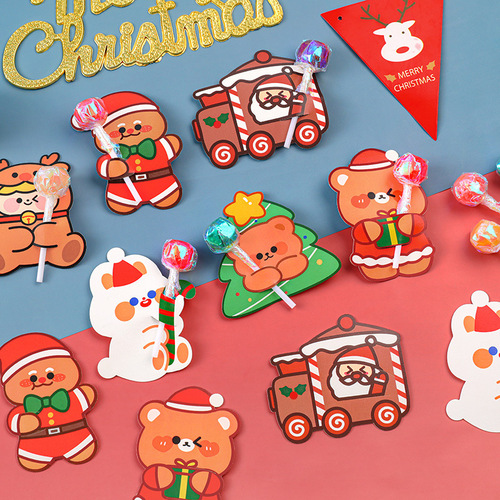 Christmas Candy Card Ins Cartoon Cute Children's Christmas Lollipop Insert Card DIY Message Decoration Greeting Card