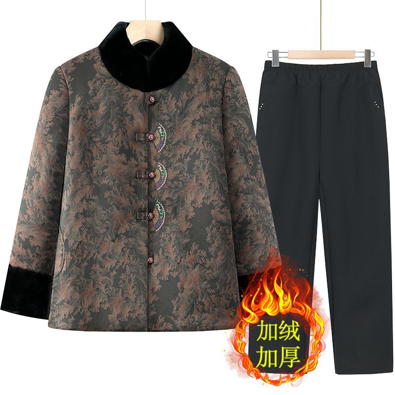 老年人棉袄女奶奶冬装唐装高领棉衣加厚妈妈棉服外套冬季老人衣服