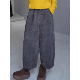 Q1E毛呢九分裤女2025秋冬新款大码显瘦九分宽松休闲奶奶裤