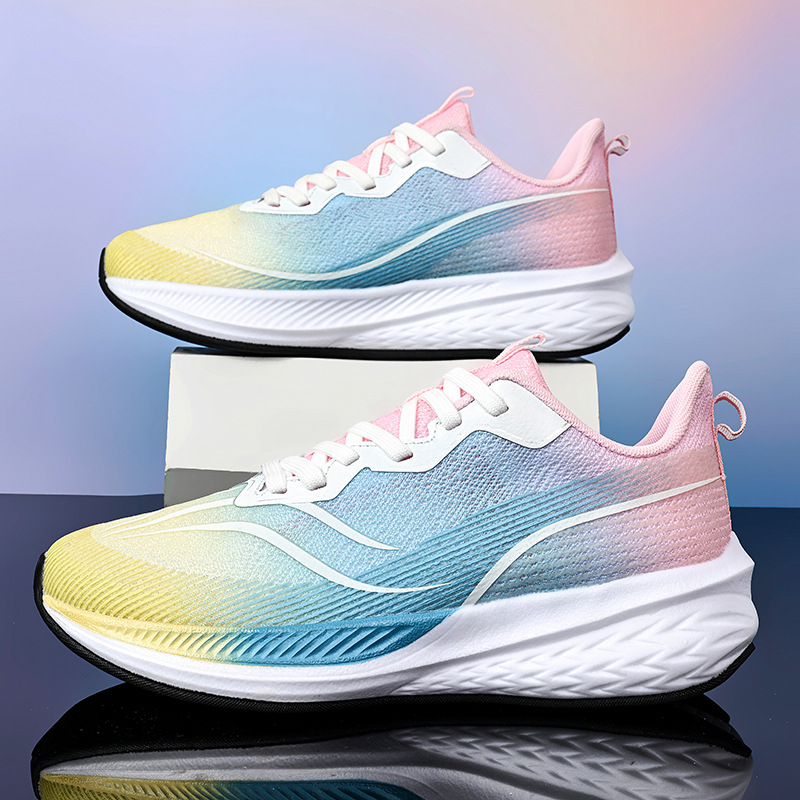 2025 primavera ultraligera malla transpirable pato mandarín zapatos para correr hombres y mujeres amortiguadores antideslizantes y resistentes al desgaste pareja zapatos deportivos casuales